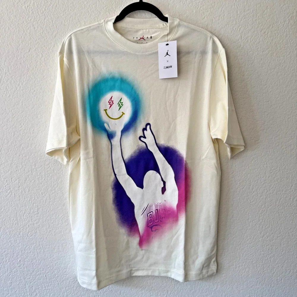 Jordan T-Shirt Mens Size S J Balvin Graphic Sail White DR2962-133 Short Sleeve
